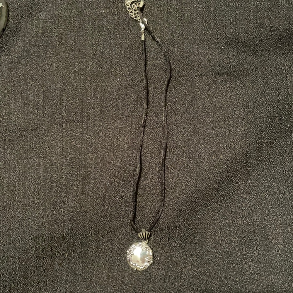 Black Cord necklace with silver pendant